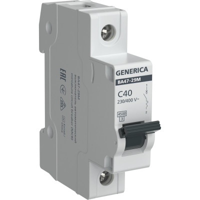 Автоматический выключатель IEK GENERICA ВА47-29М 1P 40А 4,5кА C